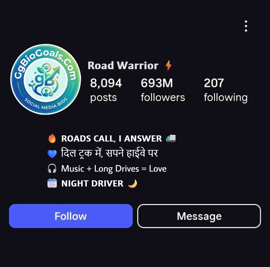 Driver Life Bio For Instagram With Emojis