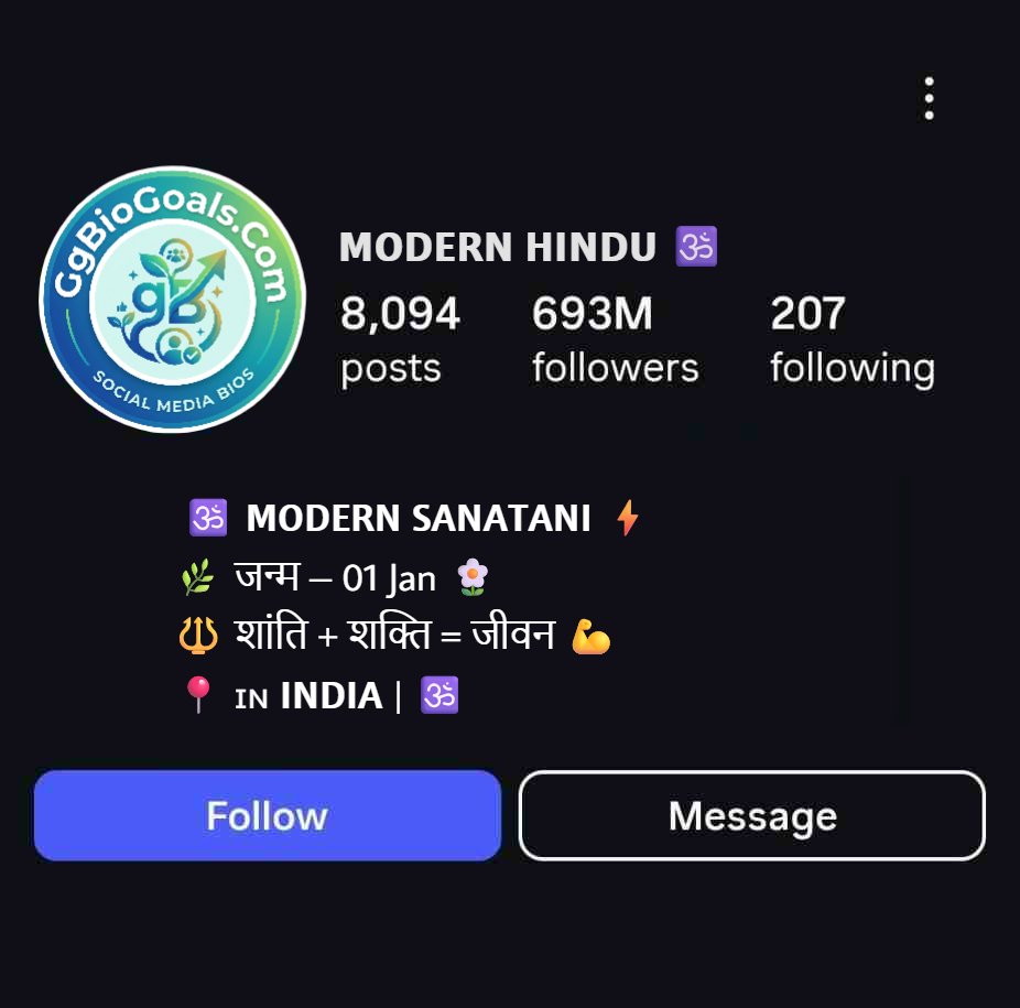 Modern Sanatani Hindu Bio For Instagram