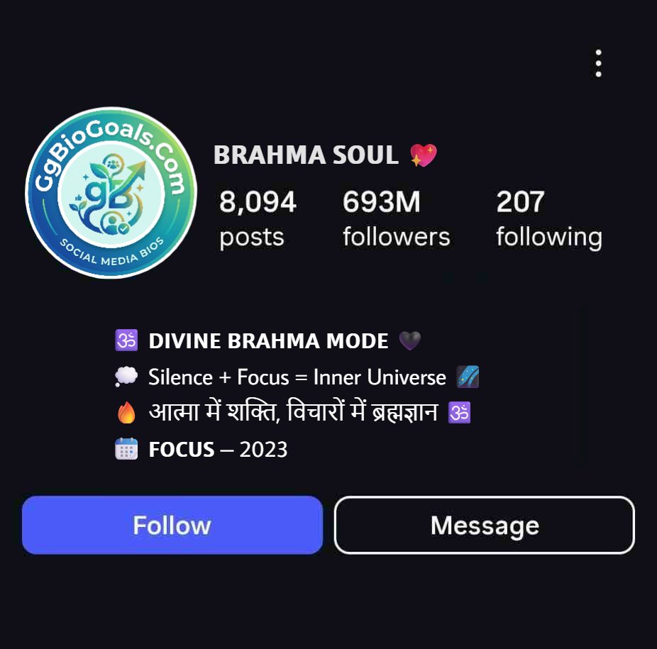 Stylish Hindu Instagram Brahma Bio Collection