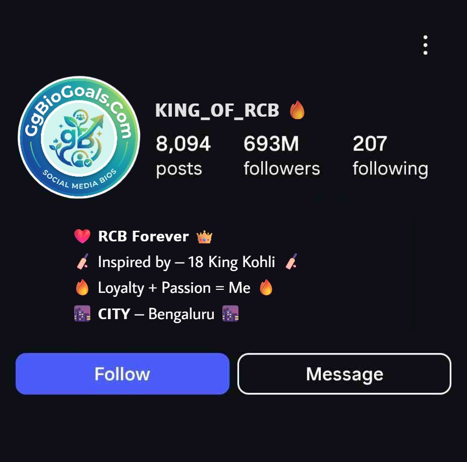 Rcb Lover Bio For Instagram With Emoji