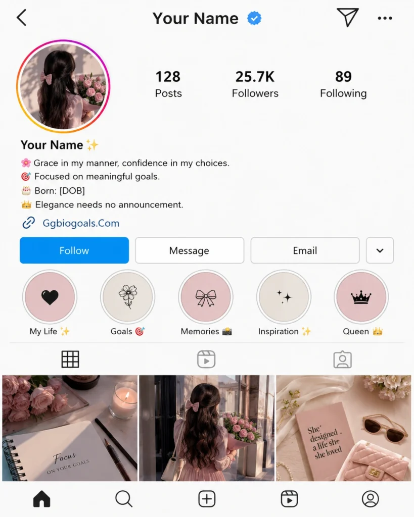 Aesthetic Instagram girls attitude bio profile template design