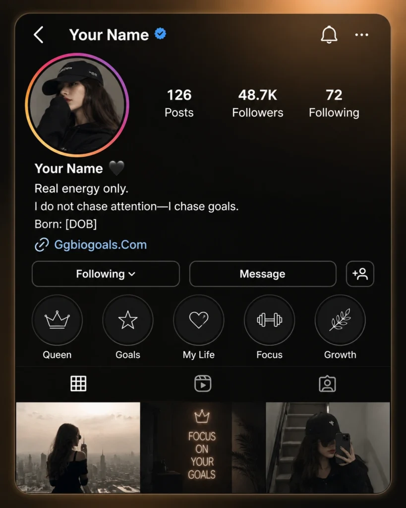 Instagram bio for girls attitude aesthetic profile mockup design