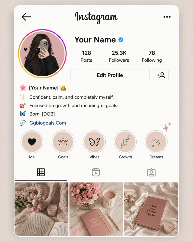 Instagram girls attitude bio aesthetic profile template