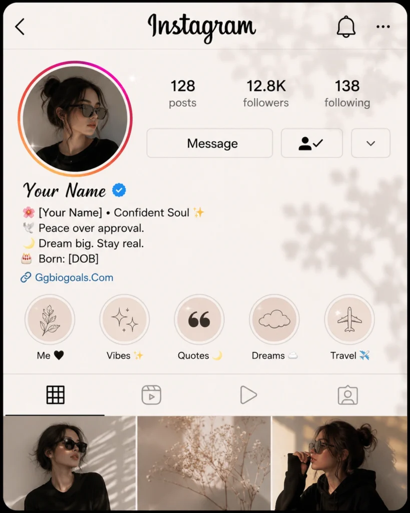 Instagram girls attitude bio aesthetic profile template design