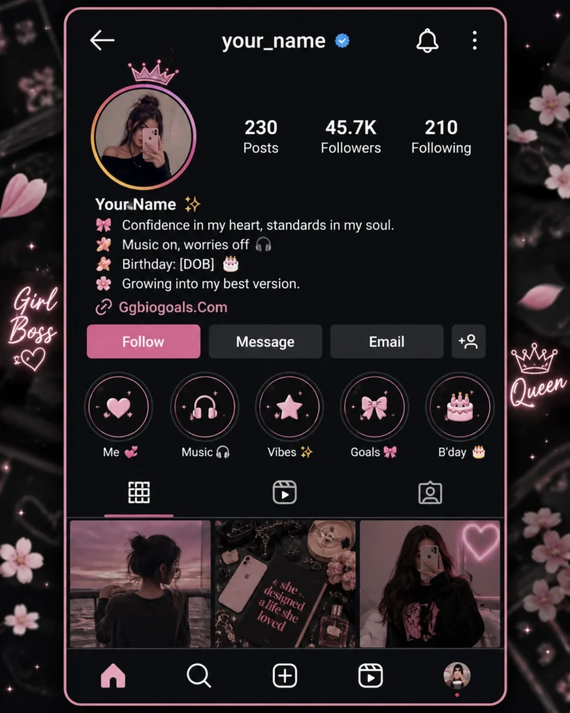 Stylish Instagram bio template for girls attitude